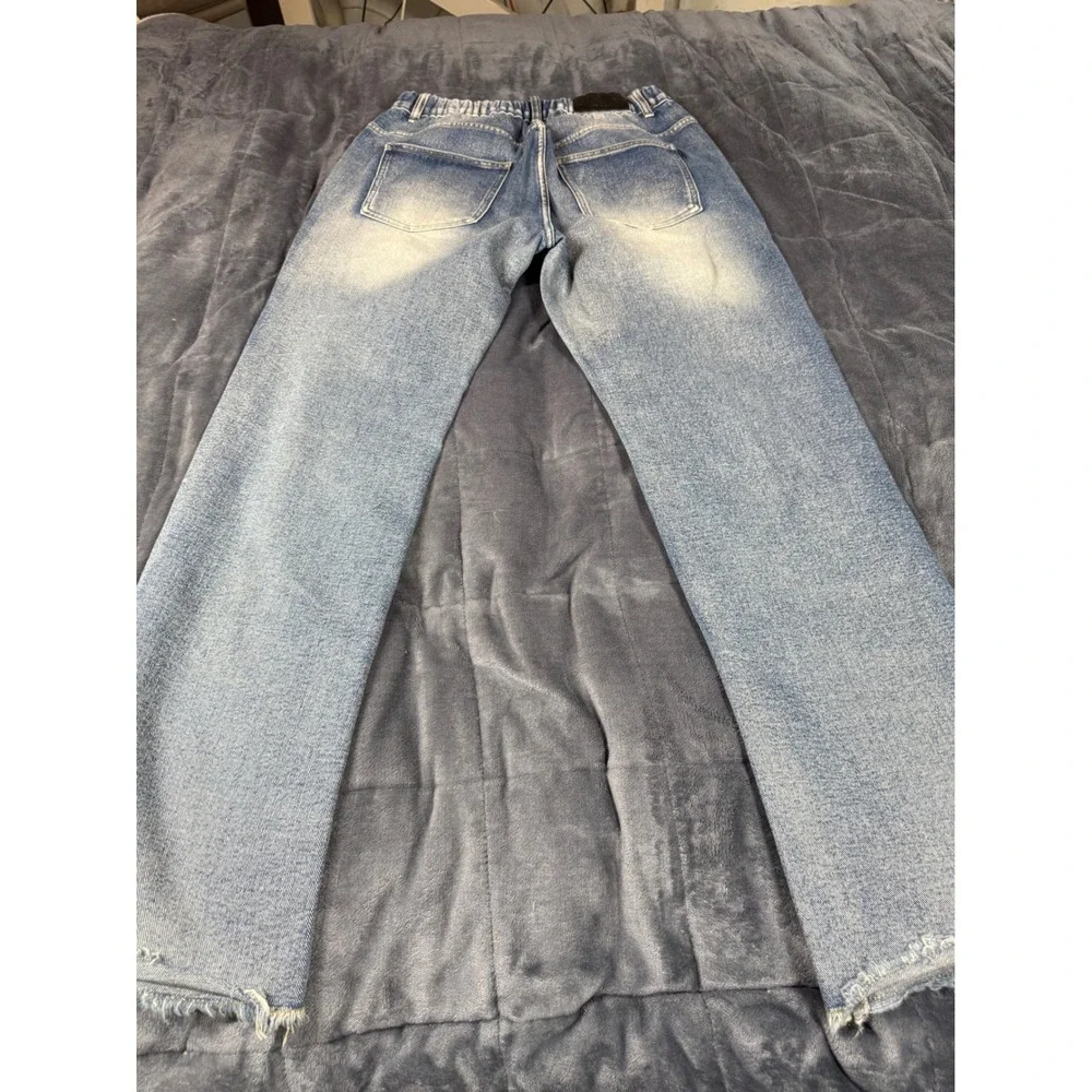 Choize Club XL Jeans Denim‎ Blue Flame Design Distressed Hem Elastic Waist - Picture 11 of 14